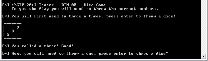 ebCTF BIN 100 Game screen capture